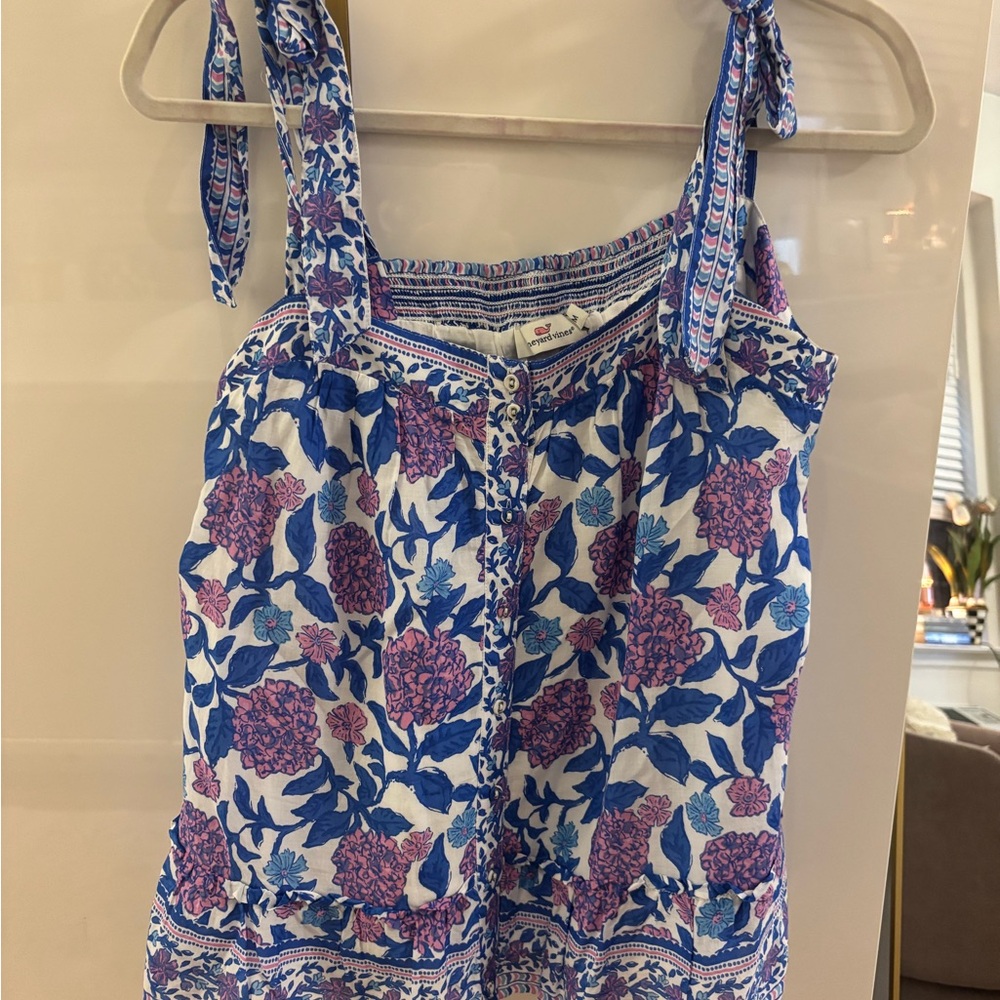 Vineyard Vines Blue and Purple Floral Blouse